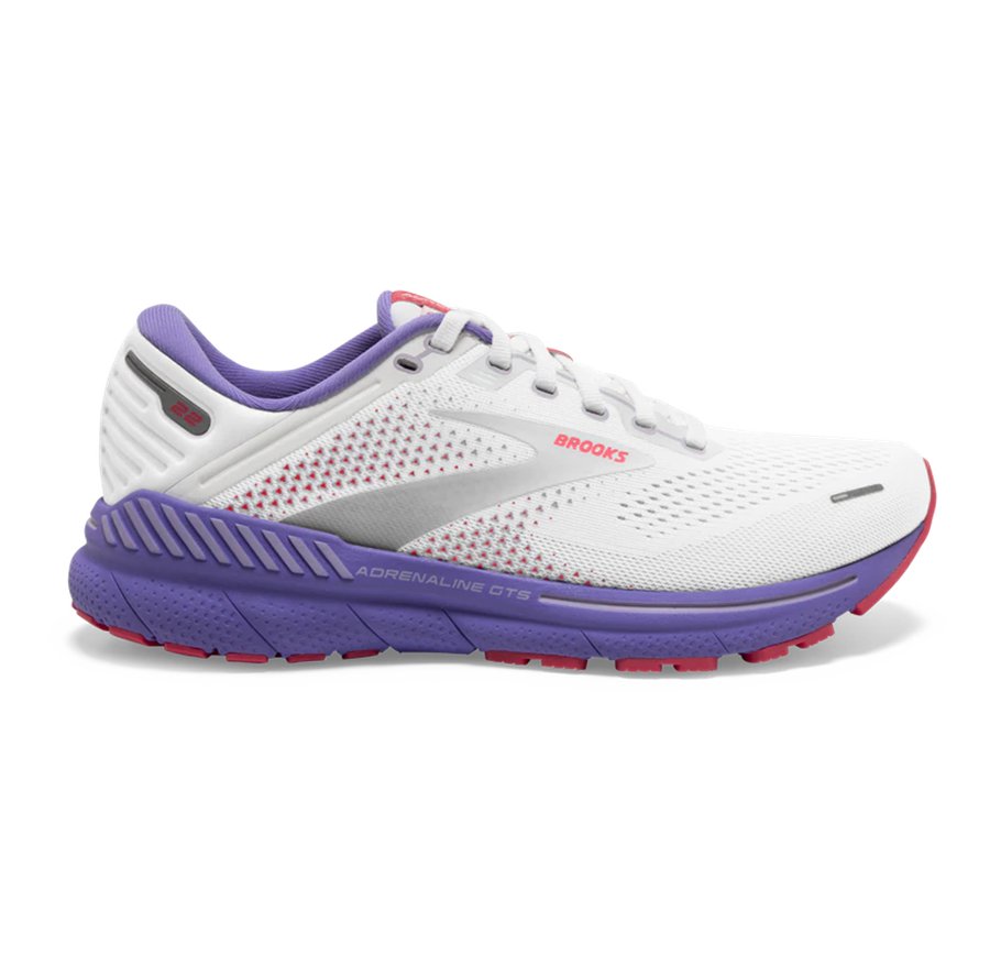 Brooks Womens Running Shoes Nz - Adrenaline GTS 22 White/Purple ( IPNVD0786 )